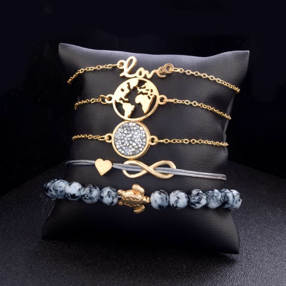 Earth/Boho crystal bracelet set - Picture 3 of 6